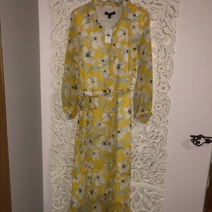NEW Yellow Banana Republic high-low dress w/belt